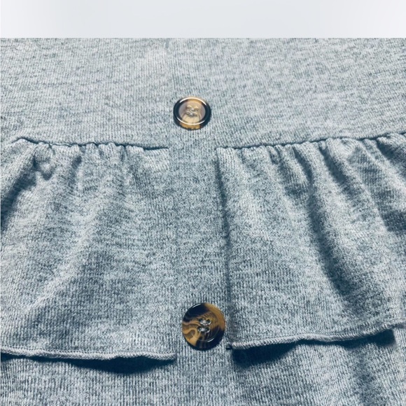 Gray/Blue Ruffled Button-Down Top - Picture 3 of 5